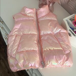 Shiny Pink Puffer Vest NWT